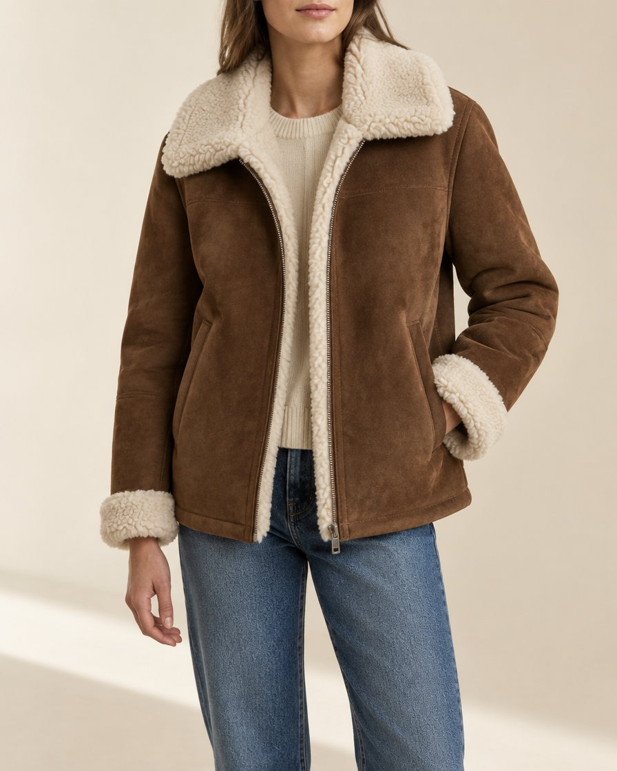 Bergen Shearling Aviator Jacket in Tobacco