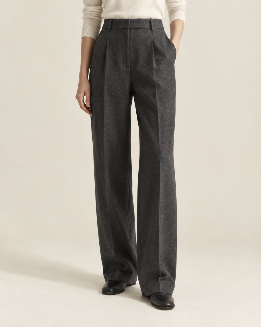 Corso Tailored Wool Trousers in Charcoal