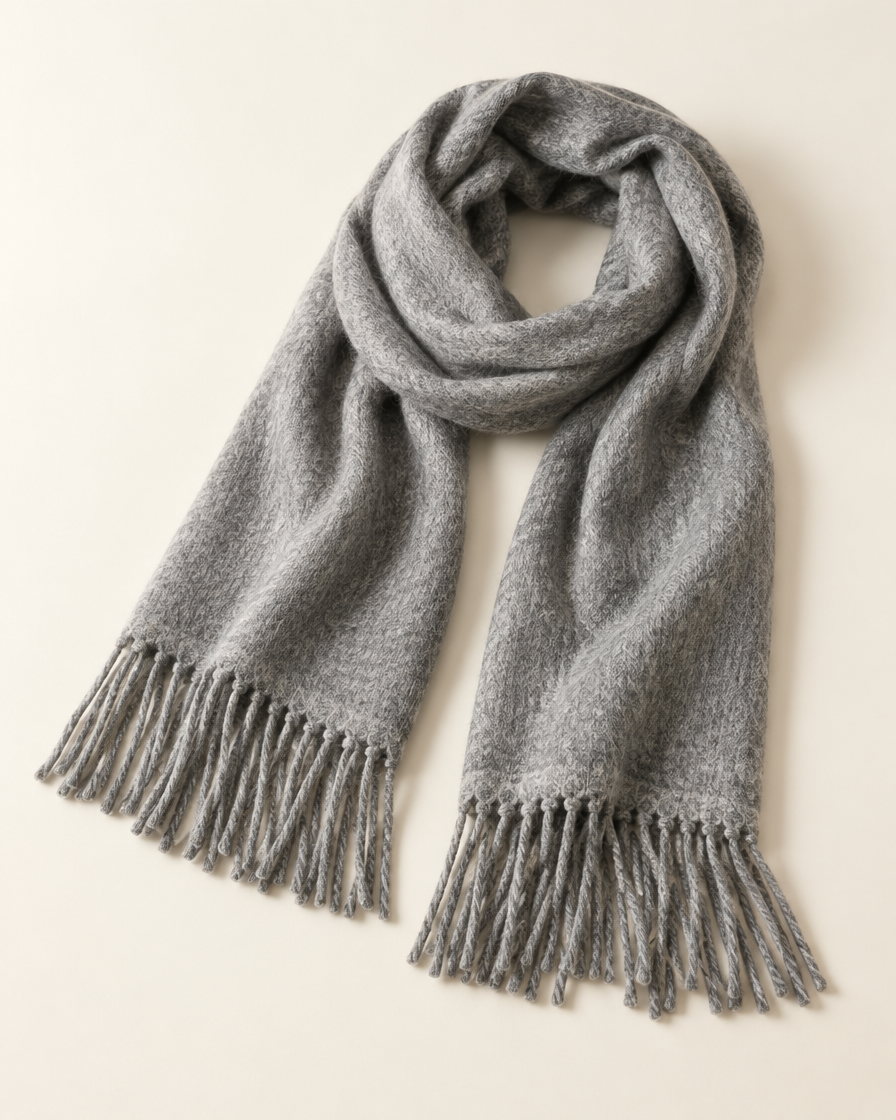Orla Wool-Cashmere Scarf in Grey Melange